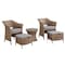 Alaterre Furniture Kokoli All-Weather Conversation Set with Set of 2 Chairs with Ottomans and 17"H Accent Table AWWG01GG - alternate 1